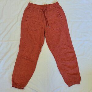Athleta Coral Red Linen Jogger Pants